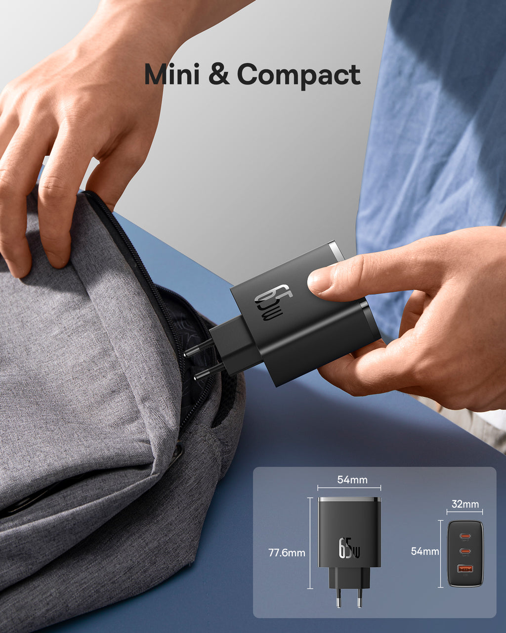 Baseus Cube Pro 3 Ports Fast Charger 65W