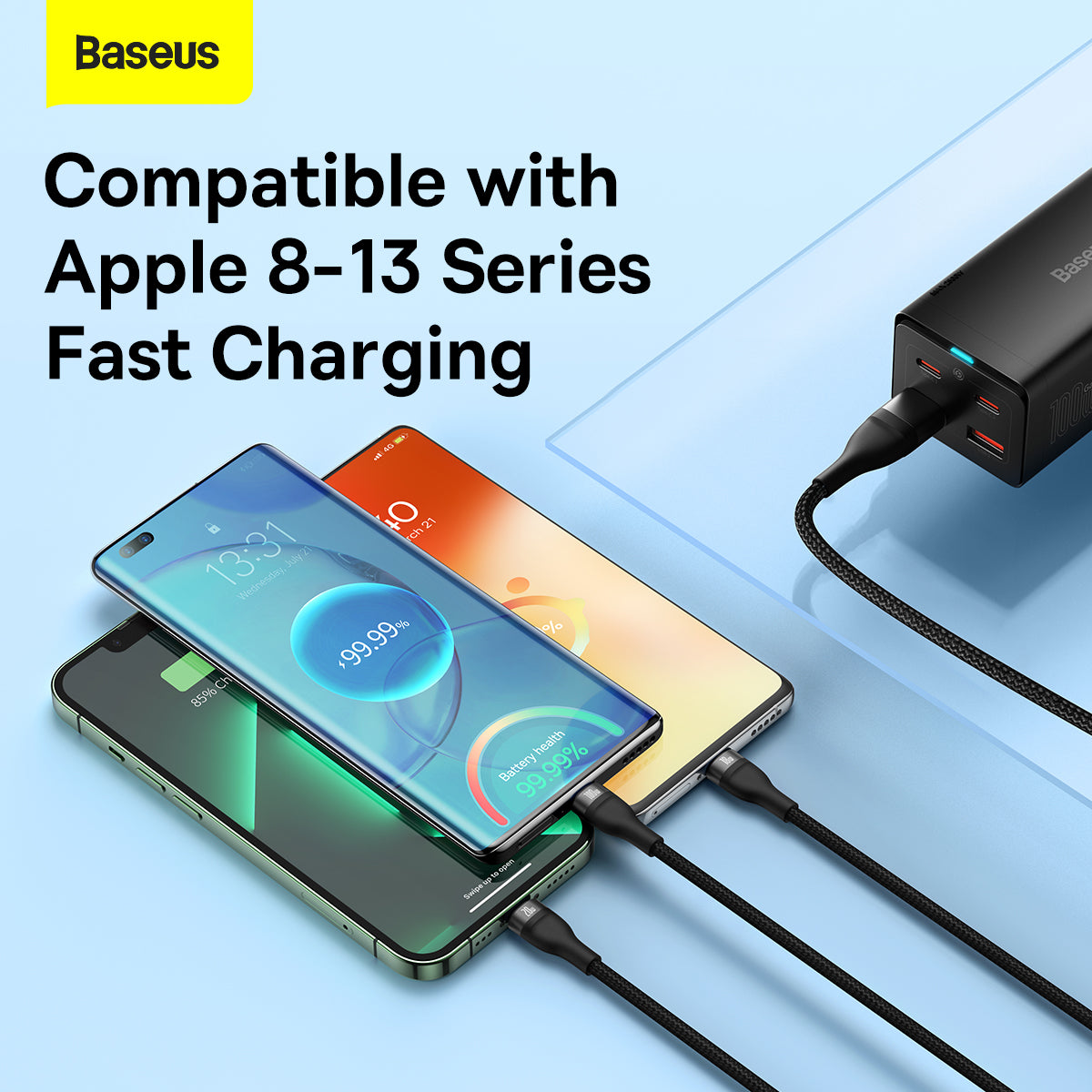 Baseus Flash Series Ⅱ Two-for-three Charging Cable U+C to M+L+C 100W 1.2m Black