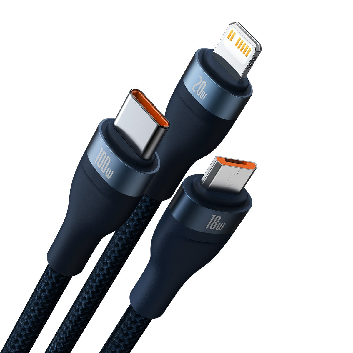 Baseus Flash Series Ⅱ Two-for-three Charging Cable U+C to M+L+C 100W 1.2m Blue