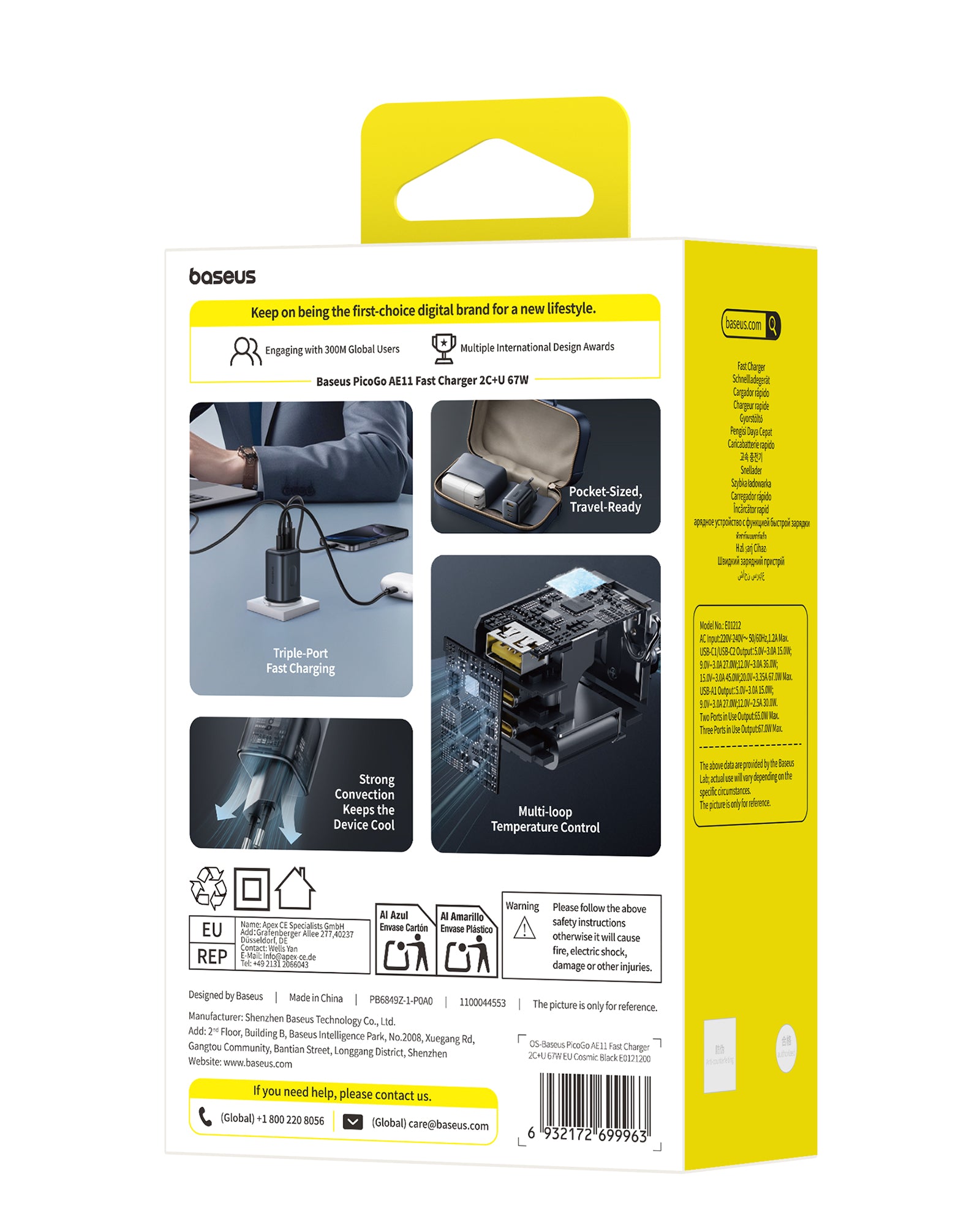 Baseus PicoGo AE11 Fast Charger 2C+U 67W