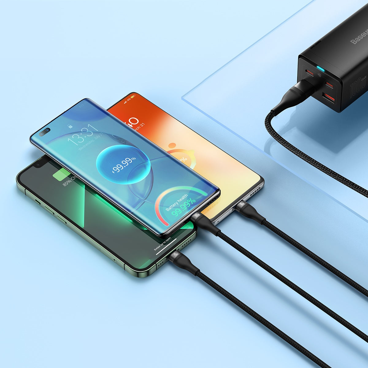 Baseus Flash Series Ⅱ Two-for-three Charging Cable U+C to M+L+C 100W 1.2m Black