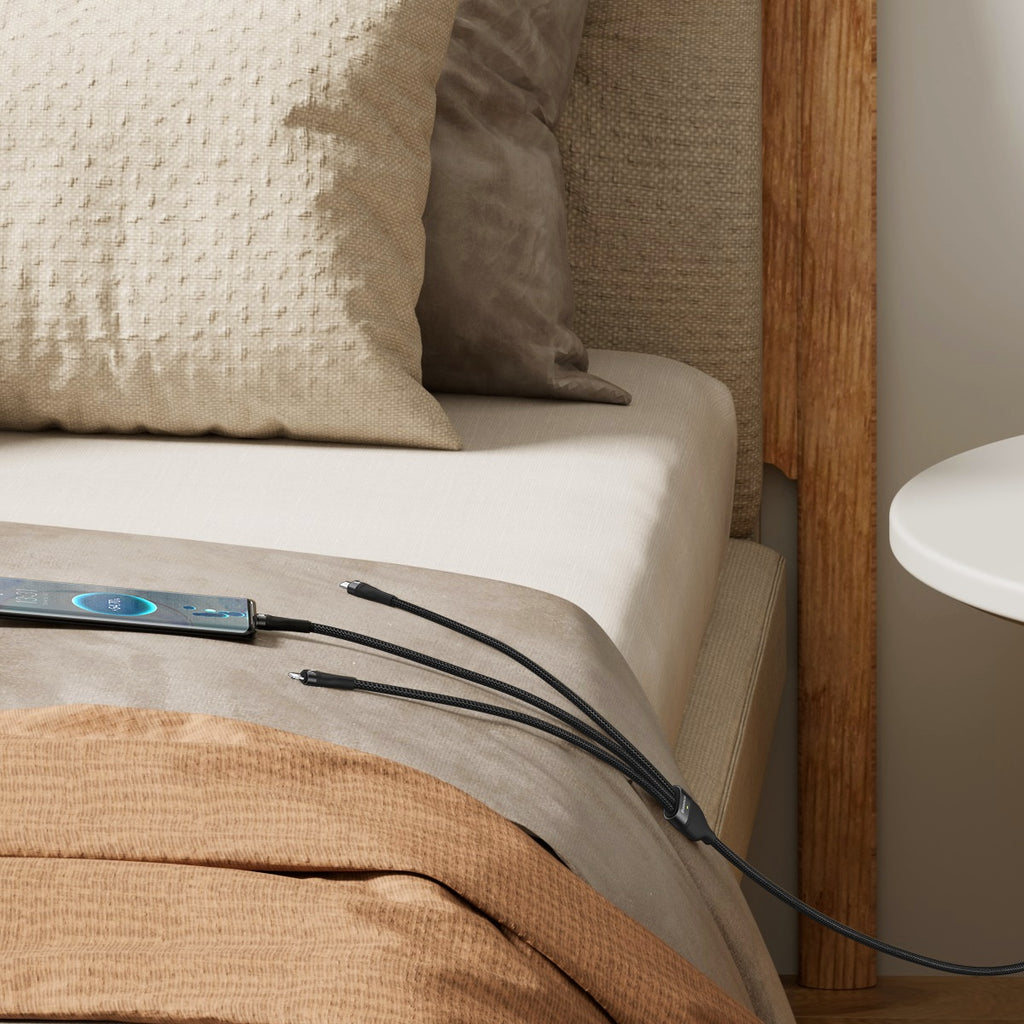 Baseus Flash Series Ⅱ Two-for-three Charging Cable U+C to M+L+C 100W 1.2m Black