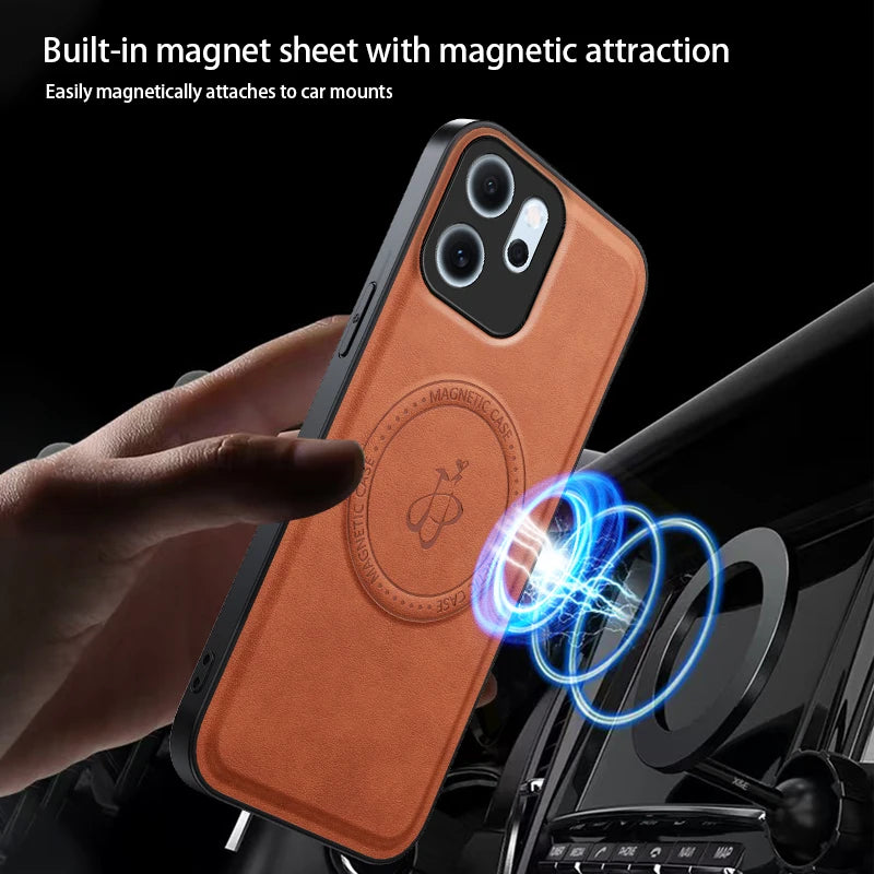 OPPO Reno 15F/FS PU Leather Stand Case Magnetic / Wireless Charging / Dustproof / Holder