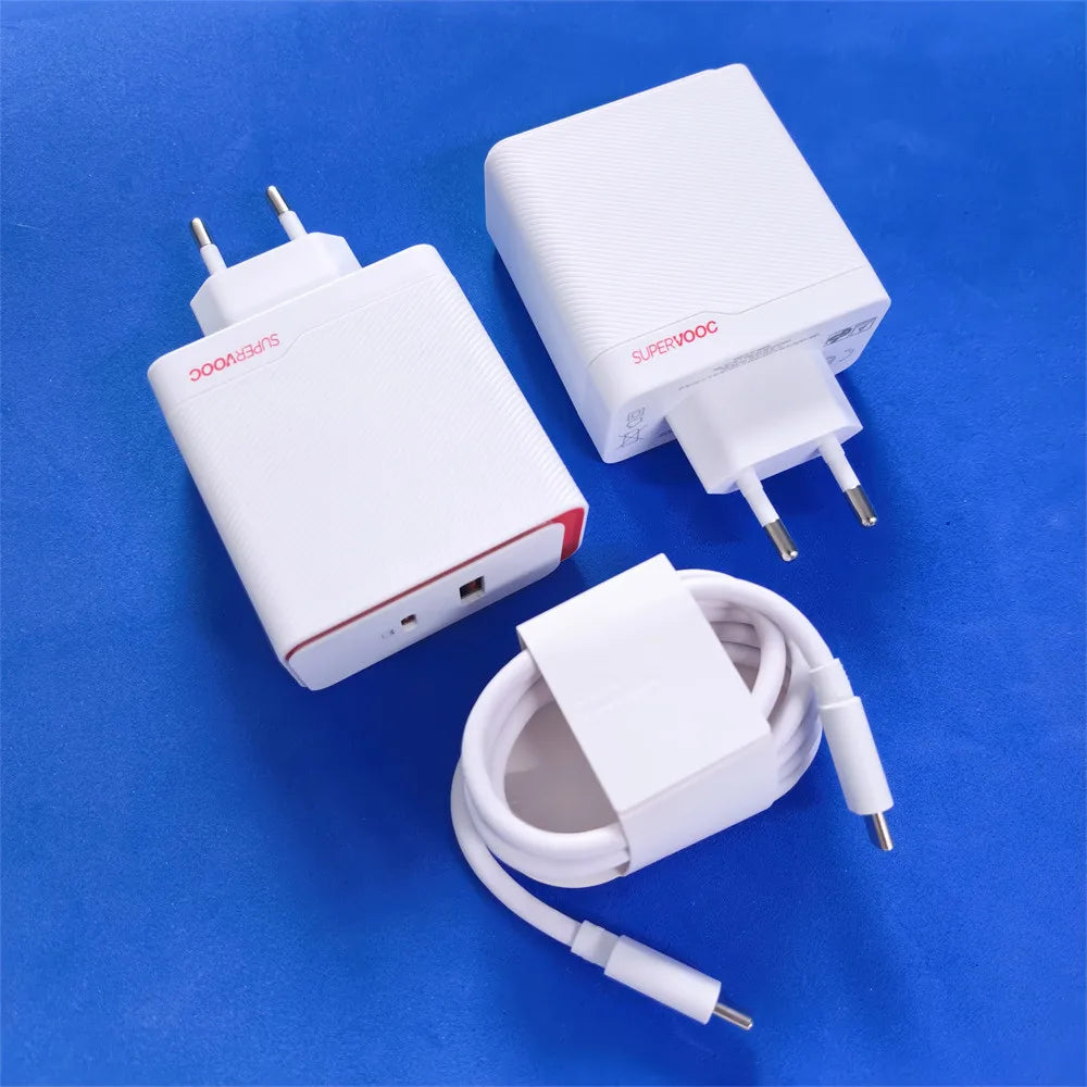 100W Dual Port EU Fast Travel Charger SuperVOOC Best for OPPO Find Reno/OnePlus /Realme Pro GT
