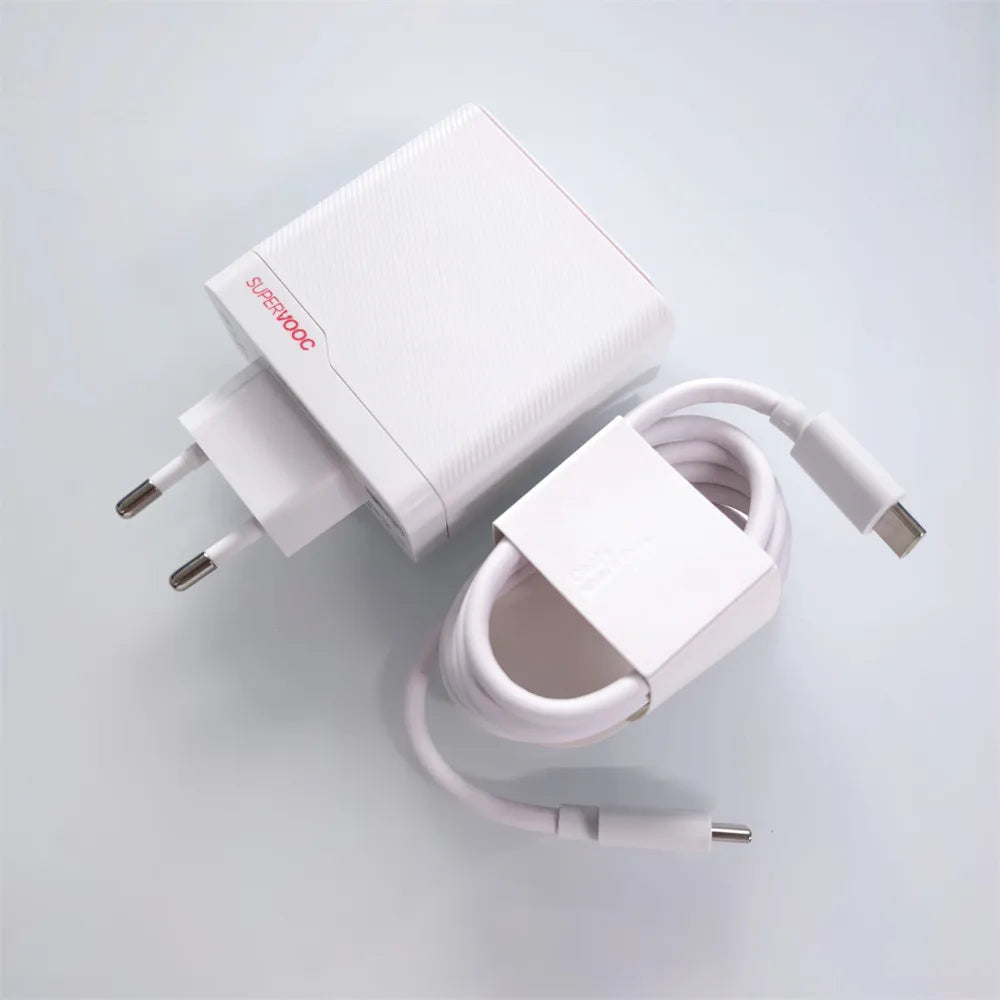 100W Dual Port EU Fast Travel Charger SuperVOOC Best for OPPO Find Reno/OnePlus /Realme Pro GT