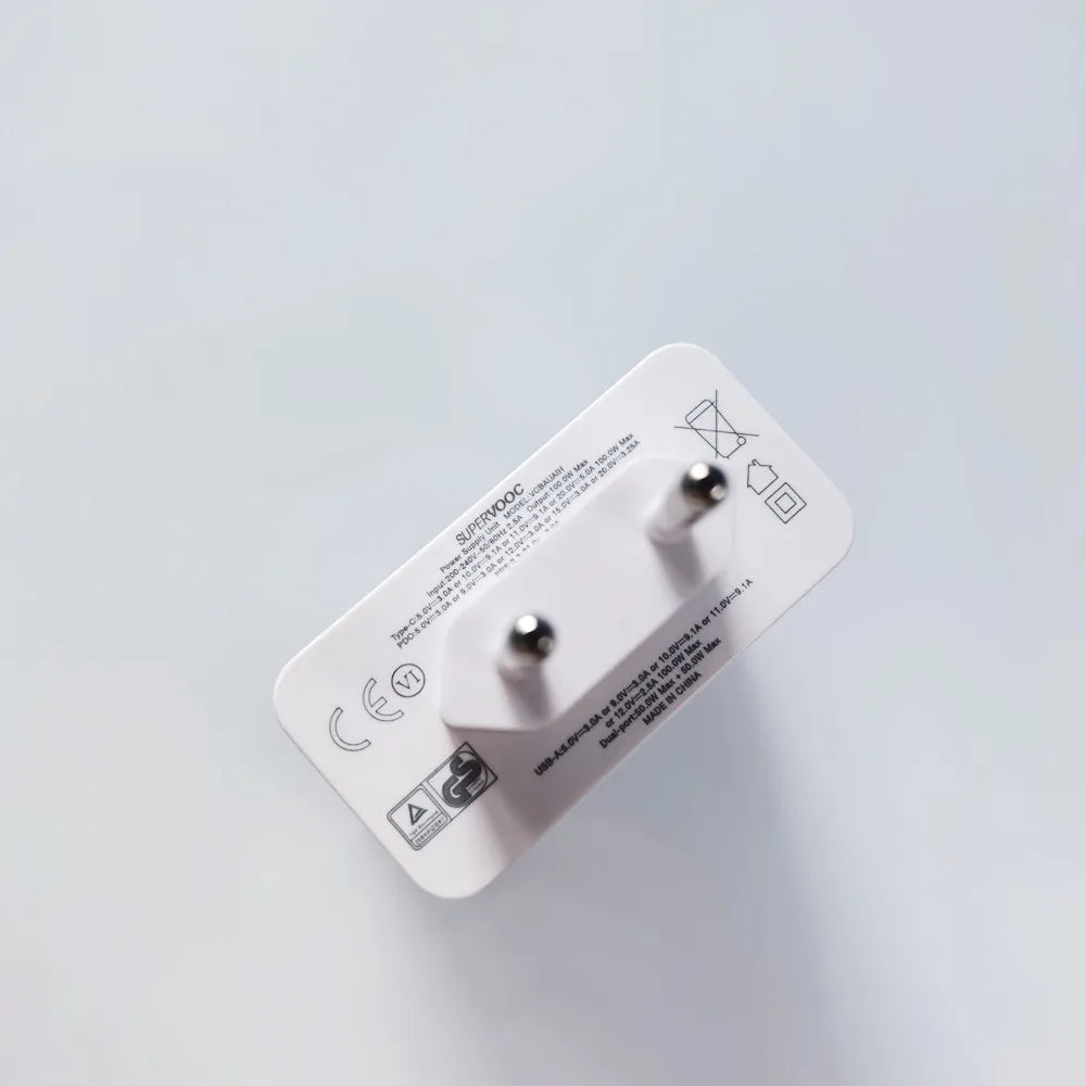 100W Dual Port EU Fast Travel Charger SuperVOOC Best for OPPO Find Reno/OnePlus /Realme Pro GT