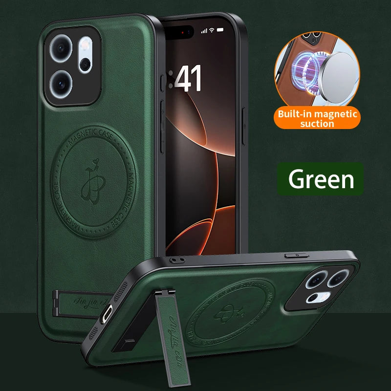 OPPO Reno 15F/FS PU Leather Stand Case Magnetic / Wireless Charging / Dustproof / Holder