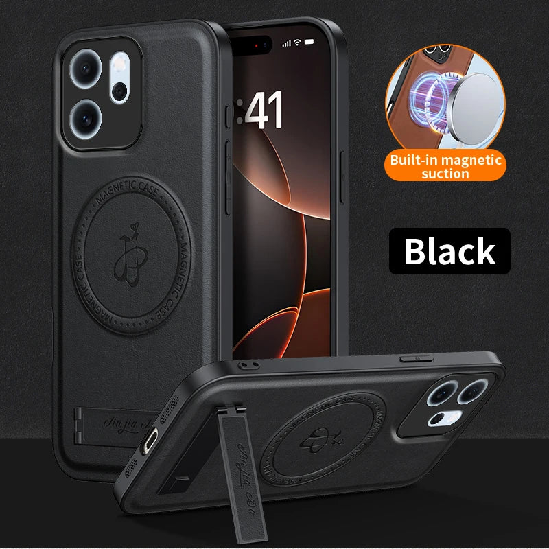 OPPO Reno 15F/FS PU Leather Stand Case Magnetic / Wireless Charging / Dustproof / Holder