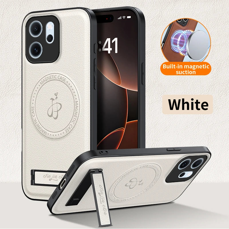 OPPO Reno 15F/FS PU Leather Stand Case Magnetic / Wireless Charging / Dustproof / Holder