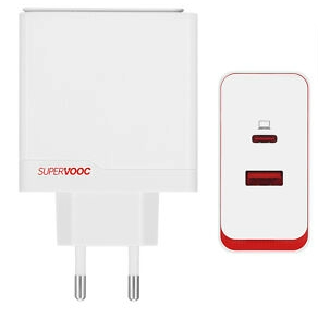 100W Dual Port EU Fast Travel Charger SuperVOOC Best for OPPO Find Reno/OnePlus /Realme Pro GT